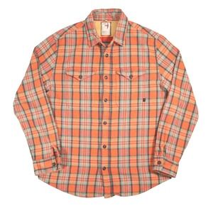 Relwen Brushed Flannel Blanket‎ Tartan Shirt Mens 2X Orange Green Cotton